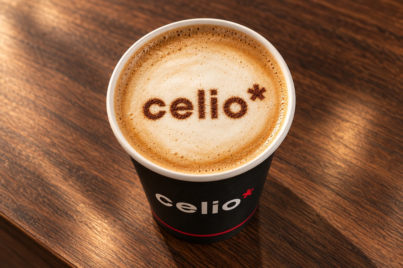 Logo celio imprimé dans la mousse du latte